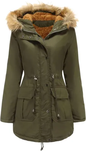 Women's Winter Jacket Female Cotton Padded Jacket With Fleece Hooded Fur Collar Winter Warm Coat Women's