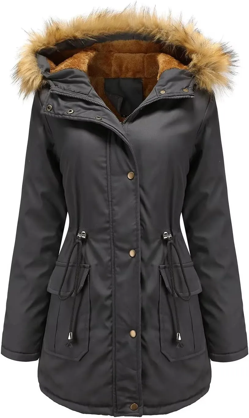 Women's Winter Jacket Female Cotton Padded Jacket With Fleece Hooded Fur Collar Winter Warm Coat Women's