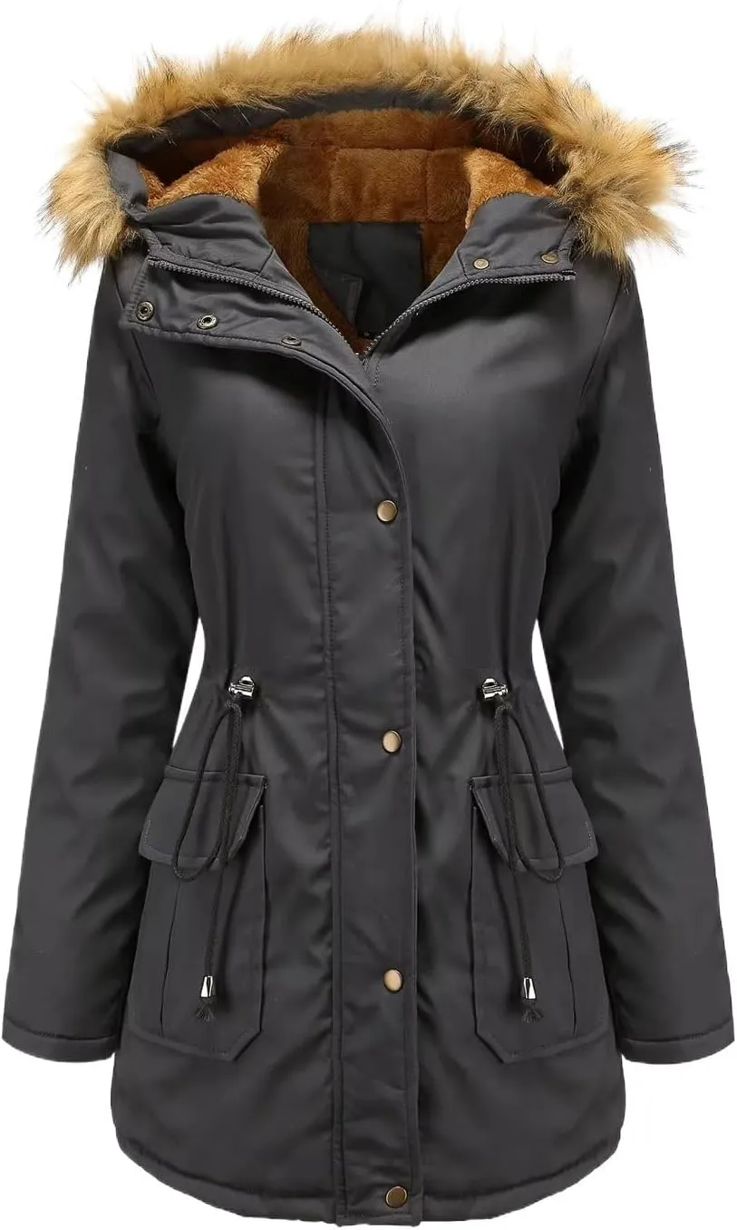 Women's Winter Jacket Female Cotton Padded Jacket With Fleece Hooded Fur Collar Winter Warm Coat Women's