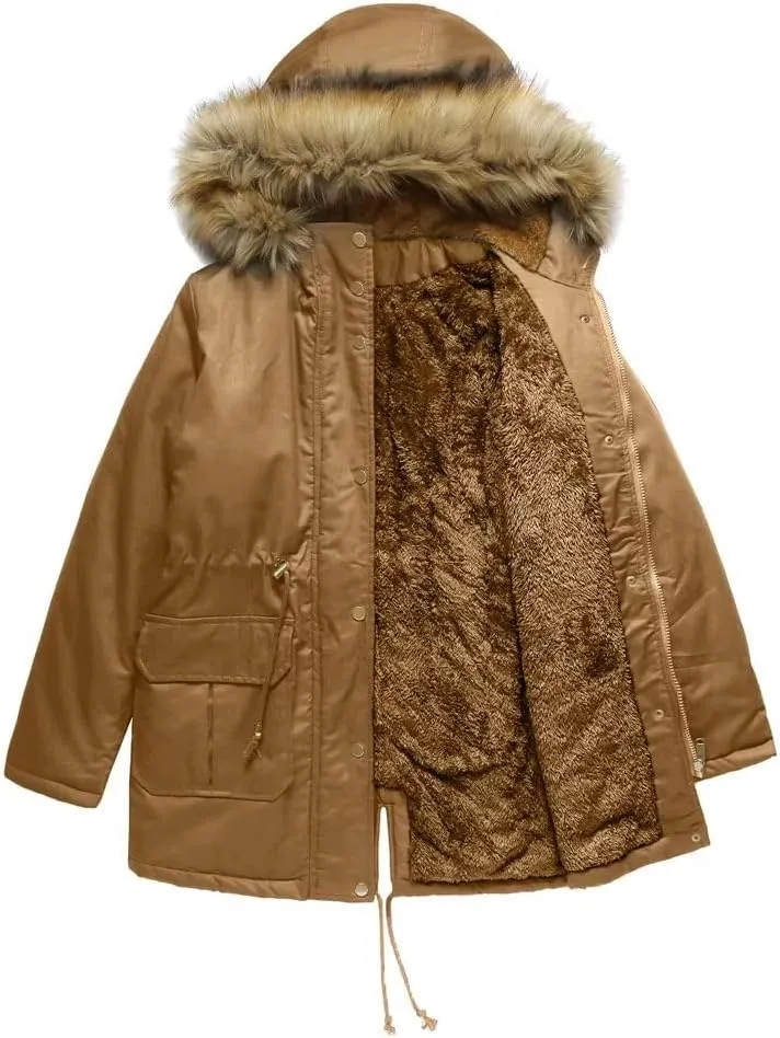 Women's Winter Jacket Female Cotton Padded Jacket With Fleece Hooded Fur Collar Winter Warm Coat Women's