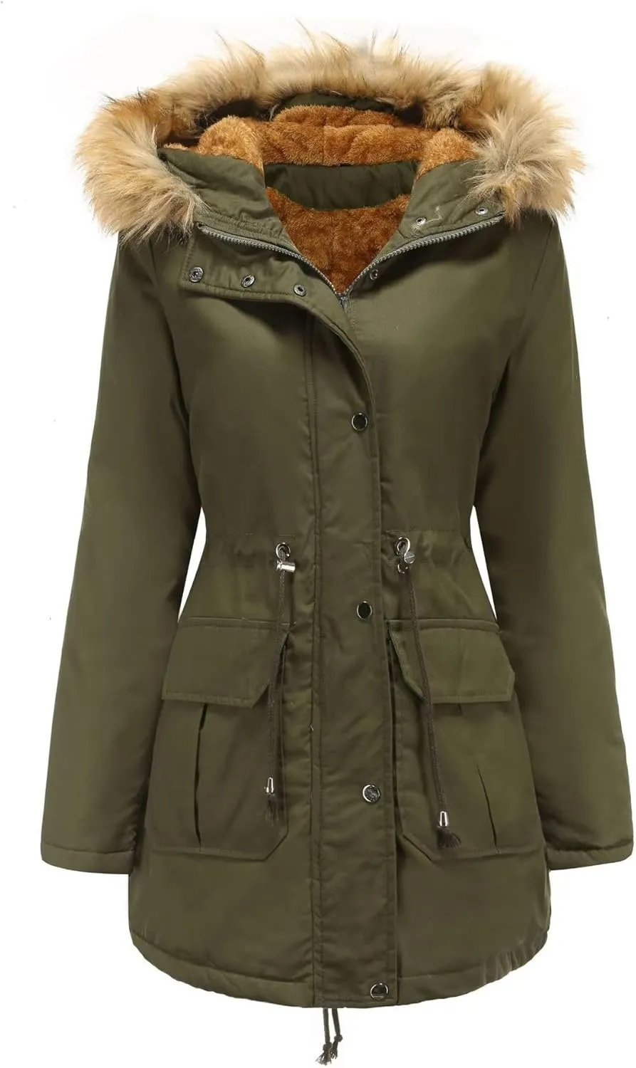 Women's Winter Jacket Female Cotton Padded Jacket With Fleece Hooded Fur Collar Winter Warm Coat Women's