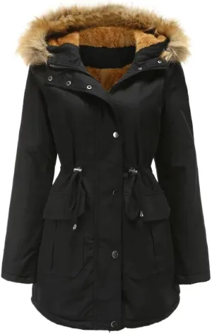 Women's Winter Jacket Female Cotton Padded Jacket With Fleece Hooded Fur Collar Winter Warm Coat Women's