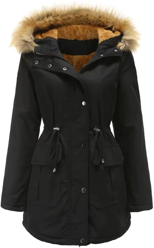 Women's Winter Jacket Female Cotton Padded Jacket With Fleece Hooded Fur Collar Winter Warm Coat Women's