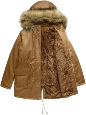 Women's Winter Jacket Female Cotton Padded Jacket With Fleece Hooded Fur Collar Winter Warm Coat Women's