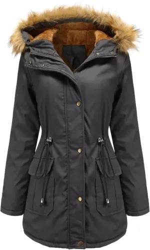 Women's Winter Jacket Female Cotton Padded Jacket With Fleece Hooded Fur Collar Winter Warm Coat Women's