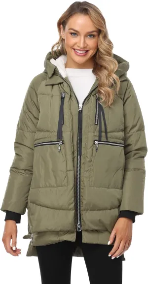 Women's Winter Thickened Down Jackets Long Down Coats Warm Parka with Hood