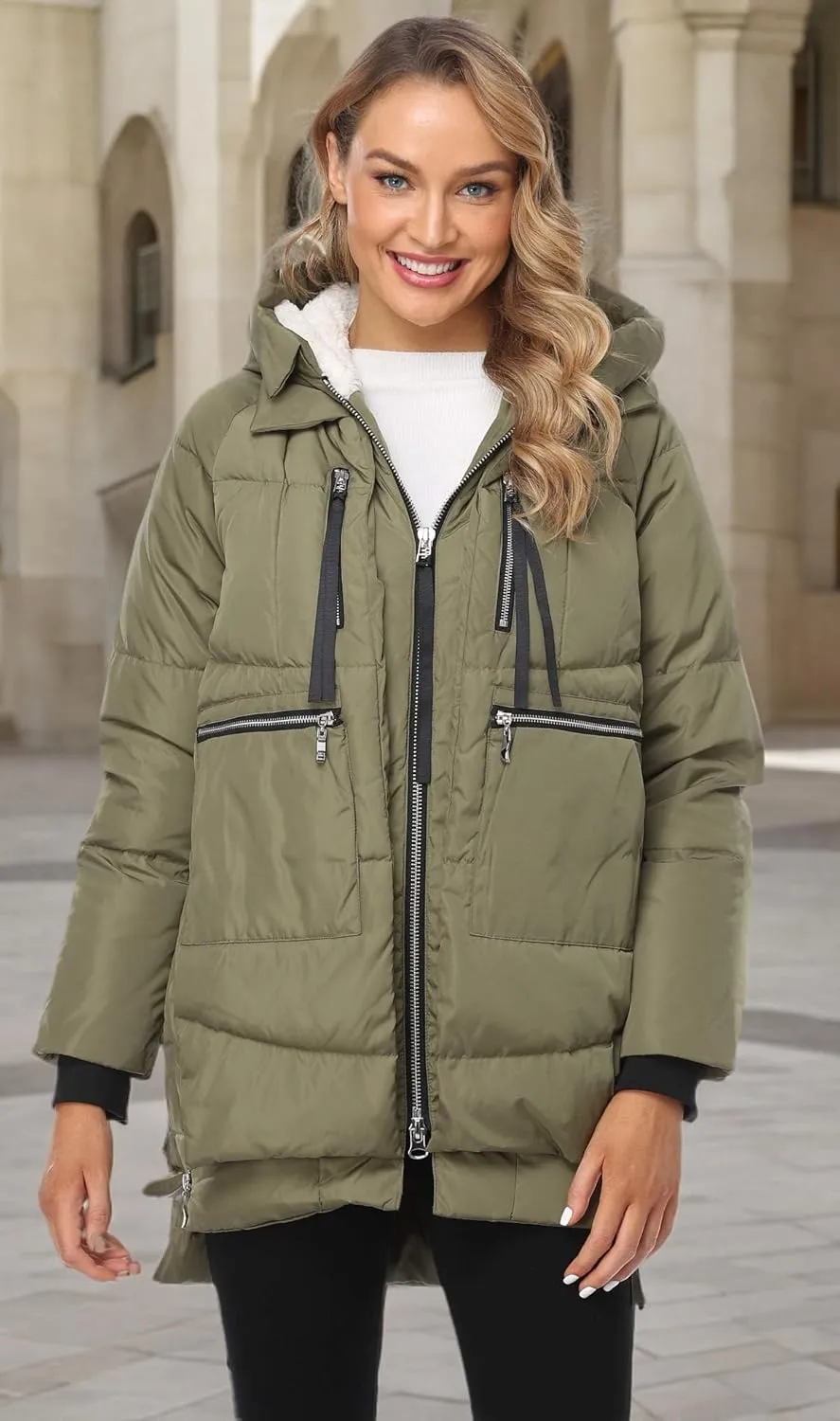 Women's Winter Thickened Down Jackets Long Down Coats Warm Parka with Hood
