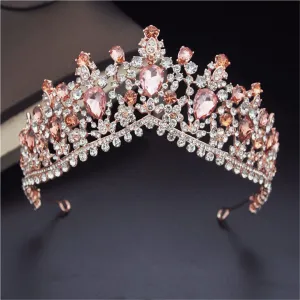 Wvapzxx Crystal Tiaras Bridal Jewelry Sets For Women Earrings Necklaces Set Wedding Dress Crown Necklaces Earring Set
