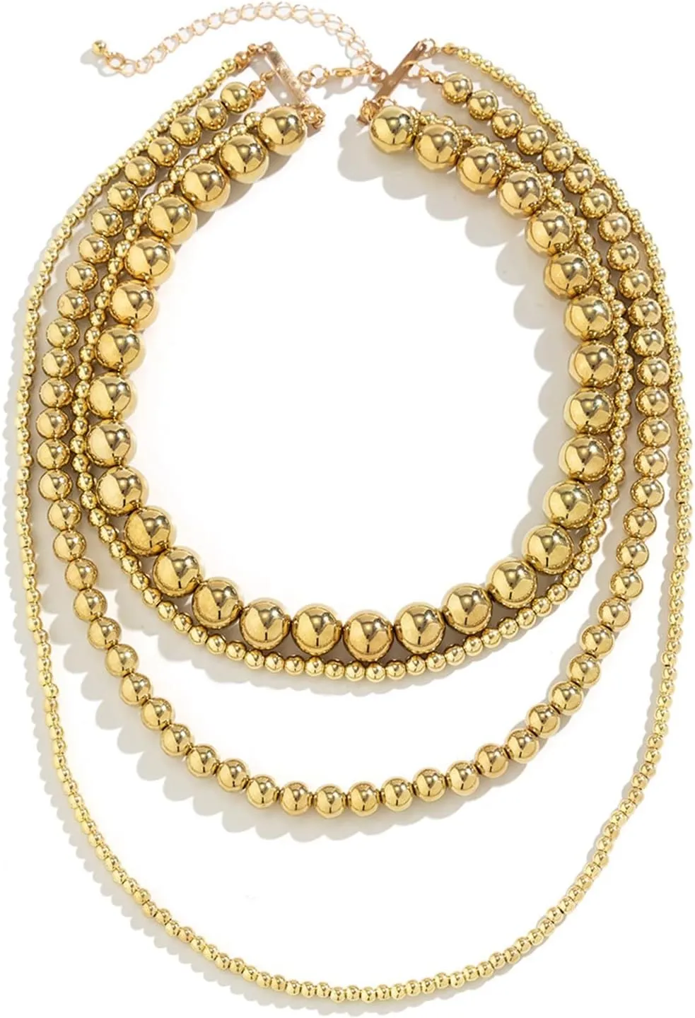 YBMYCM Layered Gold Chunky Necklaces Multi Strand Bead Necklace Wedding Bridesmaid Necklace Jewelry For Women