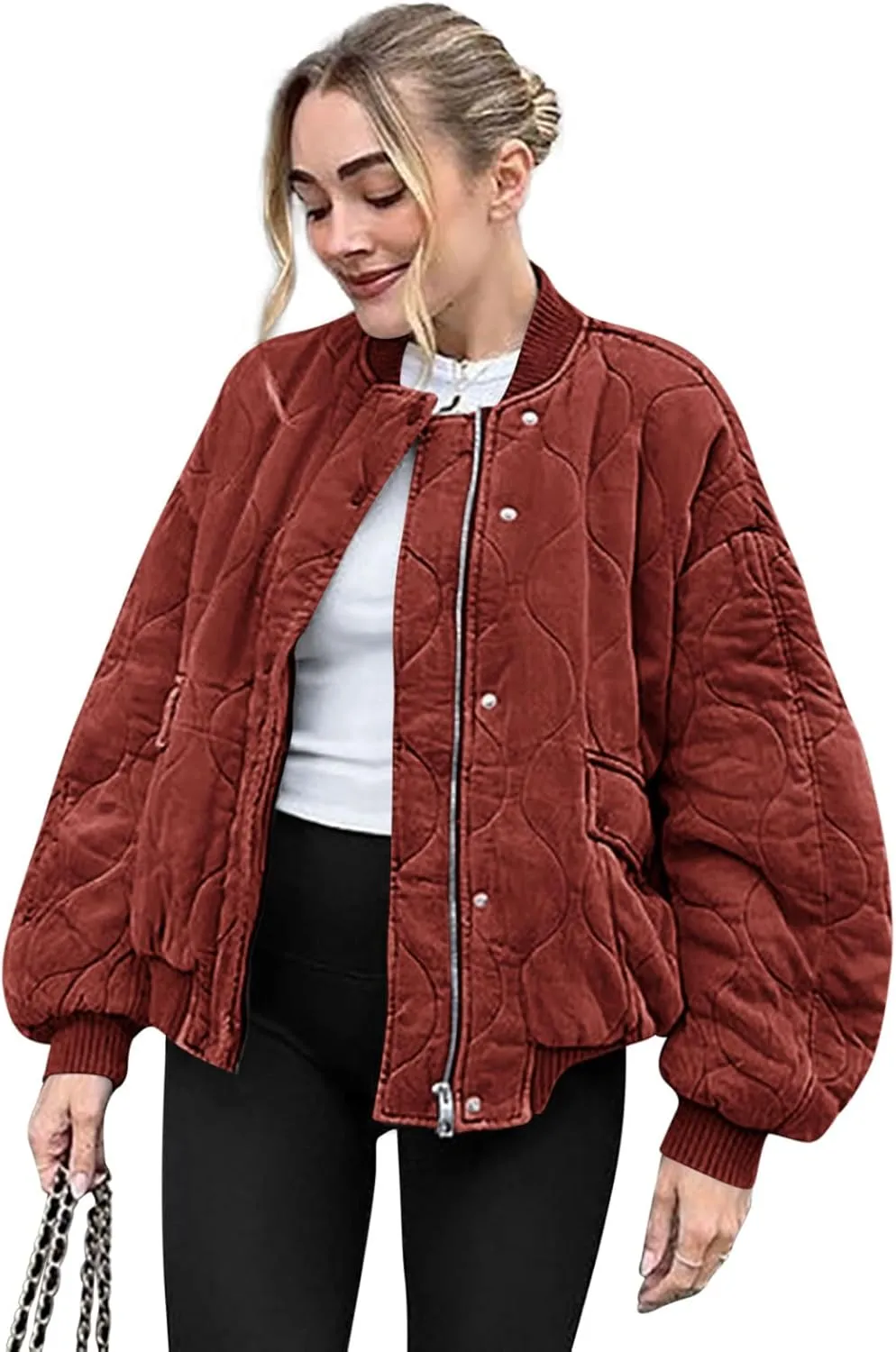 Yousify Winter Jackets for Women Fashion 2024 Casual Puffer Coat Zip Up Lightweight Short Jacket S-2XL