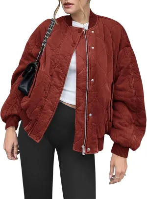Yousify Winter Jackets for Women Fashion 2024 Casual Puffer Coat Zip Up Lightweight Short Jacket S-2XL