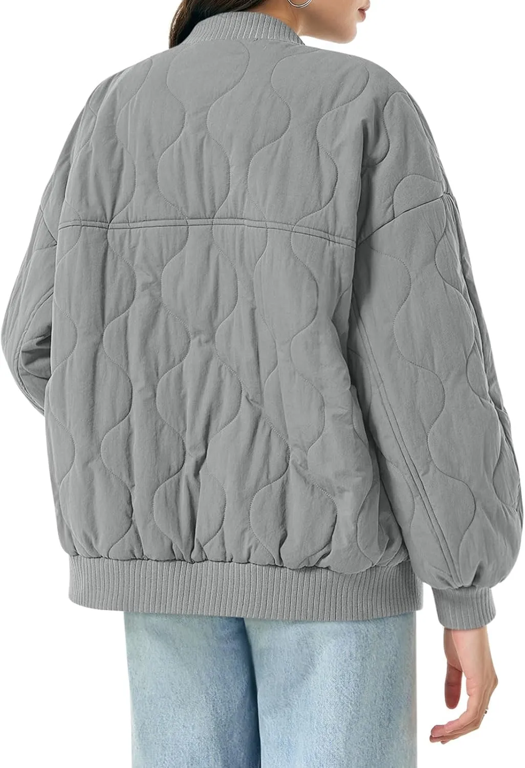 Yousify Winter Jackets for Women Fashion 2024 Casual Puffer Coat Zip Up Lightweight Short Jacket S-2XL