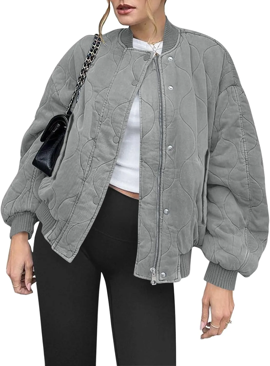 Yousify Winter Jackets for Women Fashion 2024 Casual Puffer Coat Zip Up Lightweight Short Jacket S-2XL