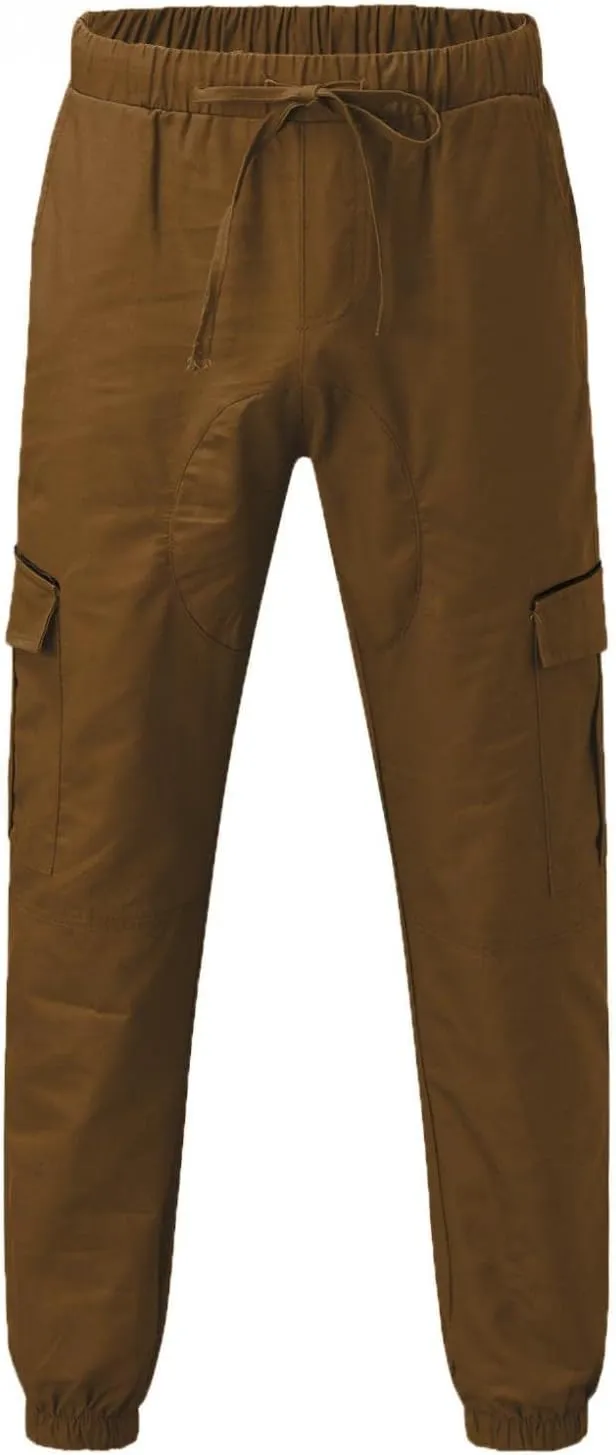 ZHUER Cargo Pants for Men Casual Joggers Pants Stretch Drawstring Sweatpants Cotton Chino Pants Slim Fit Gym Workout Pants