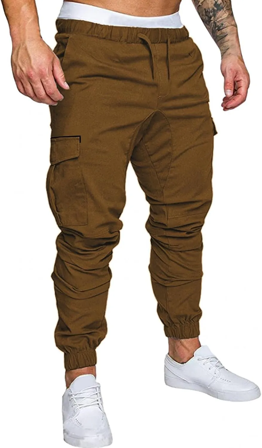 ZHUER Cargo Pants for Men Casual Joggers Pants Stretch Drawstring Sweatpants Cotton Chino Pants Slim Fit Gym Workout Pants