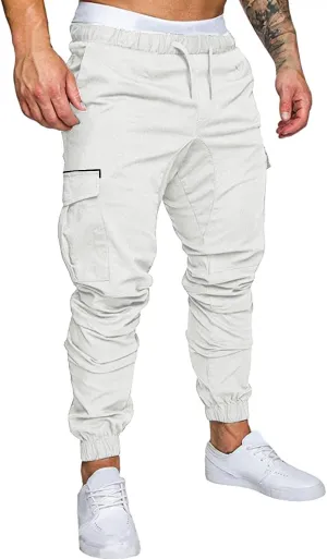ZHUER Cargo Pants for Men Casual Joggers Pants Stretch Drawstring Sweatpants Cotton Chino Pants Slim Fit Gym Workout Pants