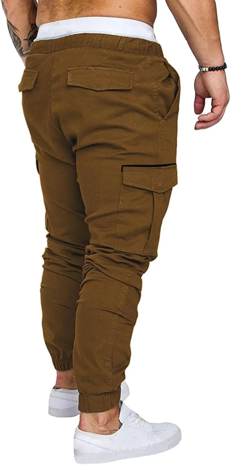 ZHUER Cargo Pants for Men Casual Joggers Pants Stretch Drawstring Sweatpants Cotton Chino Pants Slim Fit Gym Workout Pants