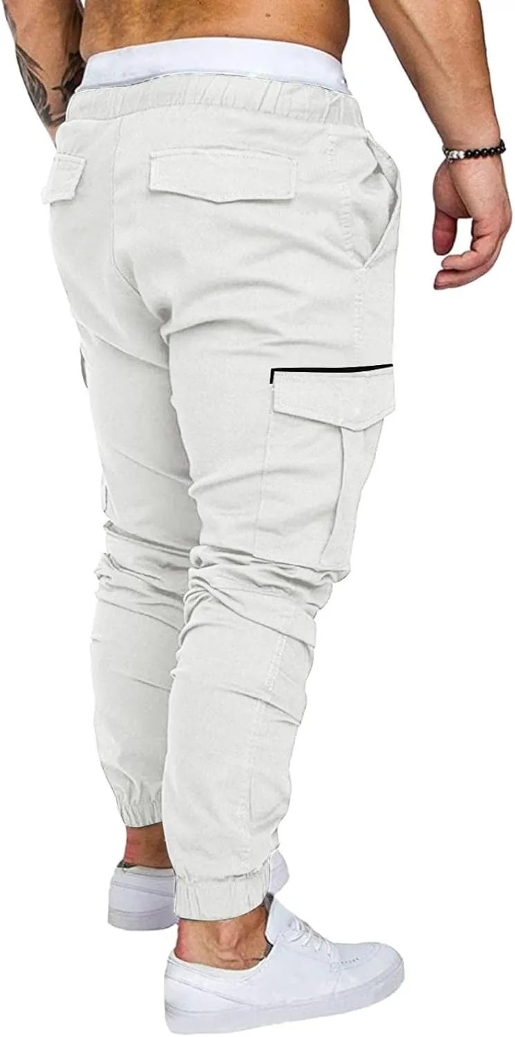 ZHUER Cargo Pants for Men Casual Joggers Pants Stretch Drawstring Sweatpants Cotton Chino Pants Slim Fit Gym Workout Pants